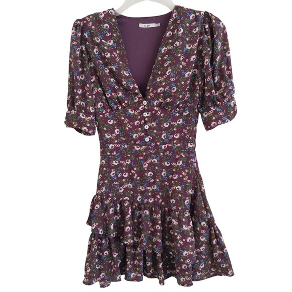 Francesca's Mi Ami Penelope Ruffle Mini Dress Like New Size XXS Purple Floral - Picture 3 of 13